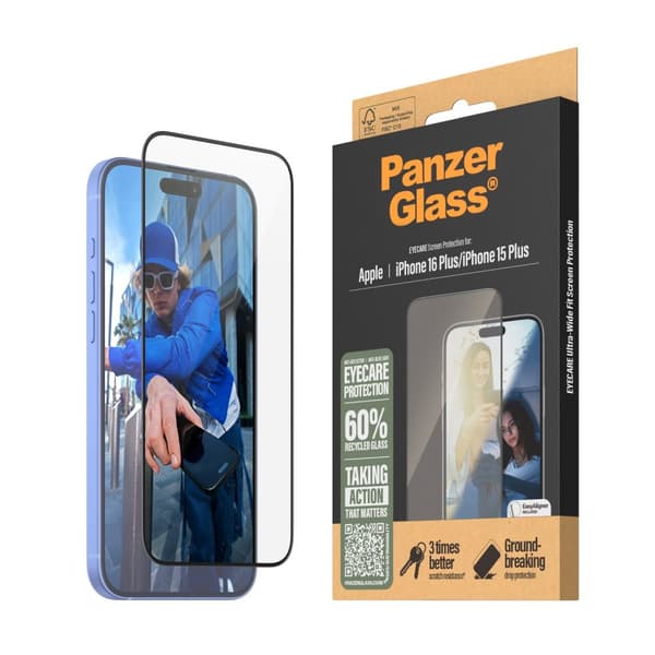 PanzerGlass - EyeCare Screen Protection - iPhone 16 Plus - Ultra Wide Fit