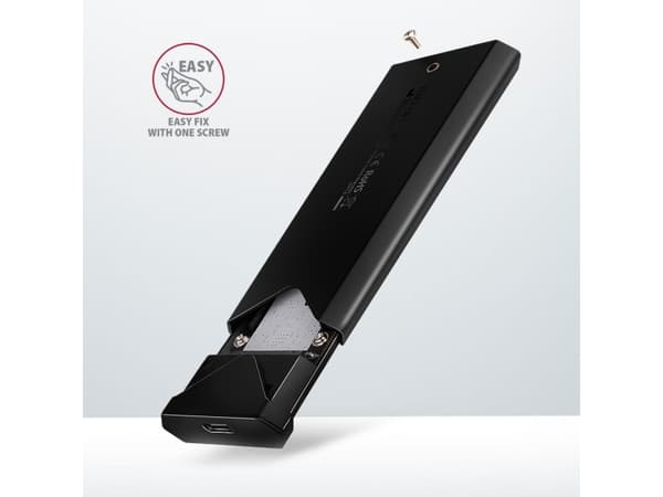 Axagon EEM2-UB2, SSD-inkapsling, M.2, M.2, NVMe-oF, 10 Gbit/s, USB-anslutning, Svart