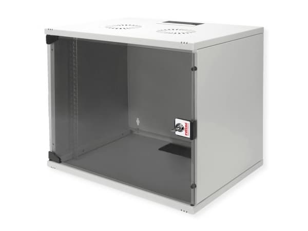 ROLINE 26.21.0017, Veggmonterbar hylle, 9U, Nøkkellås, Rack skinner, 10,8 kg, Grå