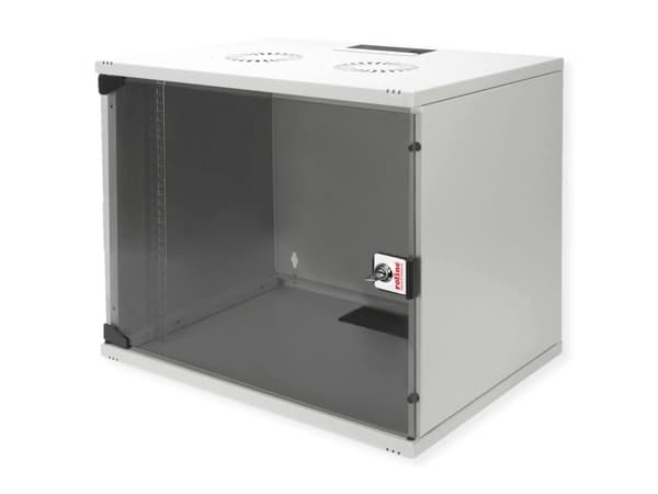 ROLINE 26.21.0017, Veggmonterbar hylle, 9U, Nøkkellås, Rack skinner, 10,8 kg, Grå