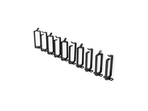 ROLINE Cable management bracket, 44x100mm black 10 pieces, Cable bracket, Black, Steel, 110 mm, 44 mm, 45 mm