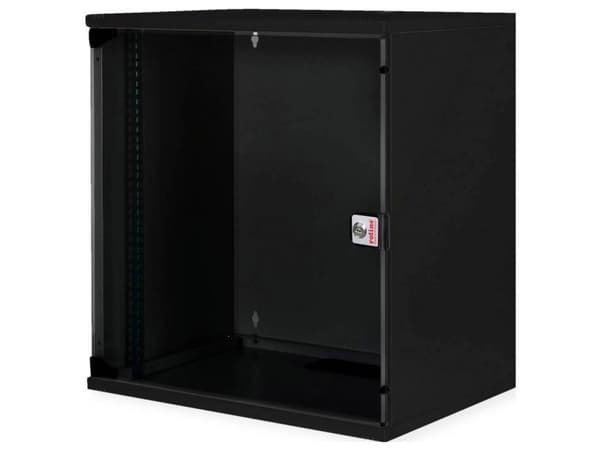 ROLINE 26.21.0188, Väggmonterad rack, 12U, Knapplås, Kuggskenor, 13,5 kg, Svart