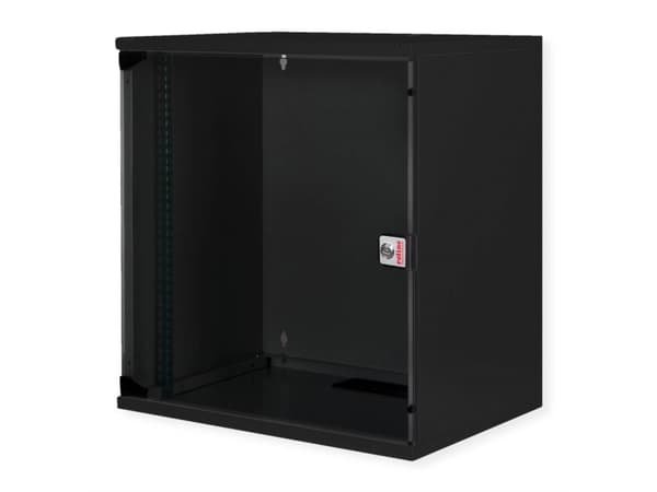 ROLINE 26.21.0188, Veggmonterbar hylle, 12U, Nøkkellås, Rack skinner, 13,5 kg, Sort