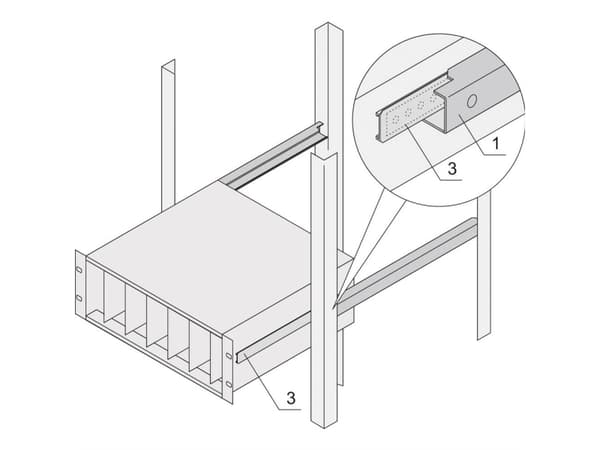 TRITON SCHROFF-sovitin C-profiililla telineeseen asennettaville moduulikannattimille, 475 mm, 475 mm