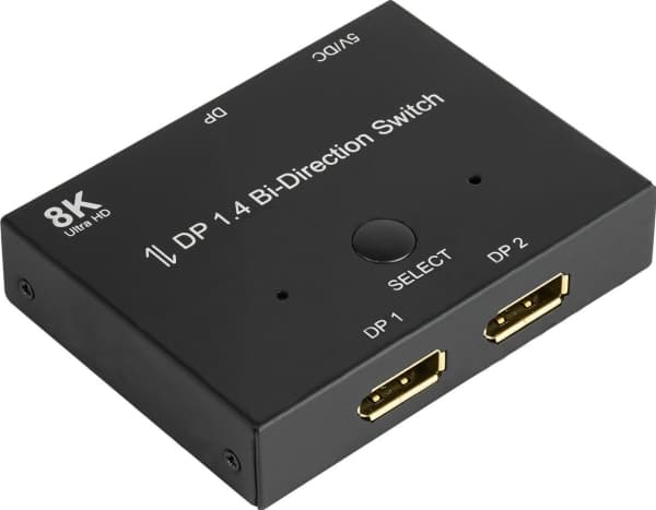 Alcasa DisplayPort Switches - DisplayPort - Schwarz - Metall - 7680 x 4320 - Daten - Gold (GC-M0262)