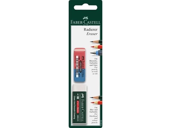 Faber-Castell 188296, Gummi, Blå, Röd, Vit, Blåsa, 2 styck