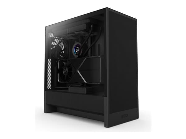 NZXT H series H5 Flow - Mid tower - utökad ATX - genomskinlig sidopanel (härdat glas) - ingen strömförsörjning - svart - USB/ljud Svart