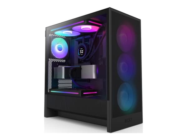 NZXT H5 Flow RGB - Mid tower - utökad ATX - genomskinlig sidopanel (härdat glas) - ingen strömförsörjning (ATX) - svart - USB/ljud