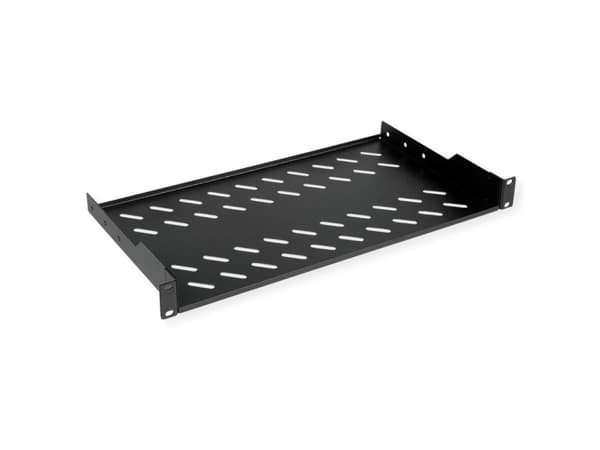 ROLINE 19-inch shelf 1 U, 250 T 15 kg black, Rack shelf, Black, Steel, 15 kg, 1U, 485 mm