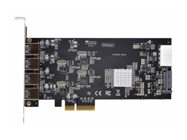 StarTech.com 4-Port USB-A PCIe Card, USB 3.2 5Gbps, 4x USB Controllers - USB-adapter - PCIe 2.0 x4 - USB 3.2 Gen 1 x 4 - svart - for P/N: FCREADMICRO