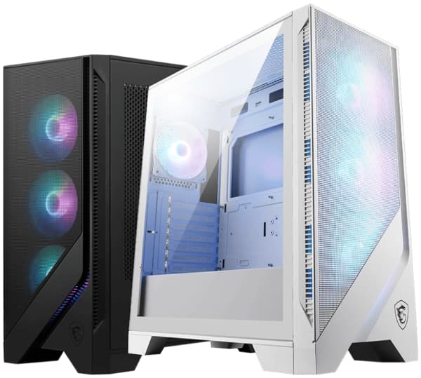 MSI MAG FORGE 320R AIRFLOW - Mid tower - ATX - sidepanel med vindu (herdet glass) - ingen strømforsyning (ATX) - hvit - USB/lyd