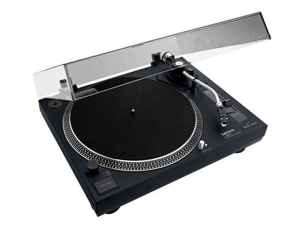 Lenco L-3808 Black, Suoravetolevysoitin, Musta, Alumiini, Metalli, Muovi, Alumiini, 33,45 RPM, Moving magnet (MMC)