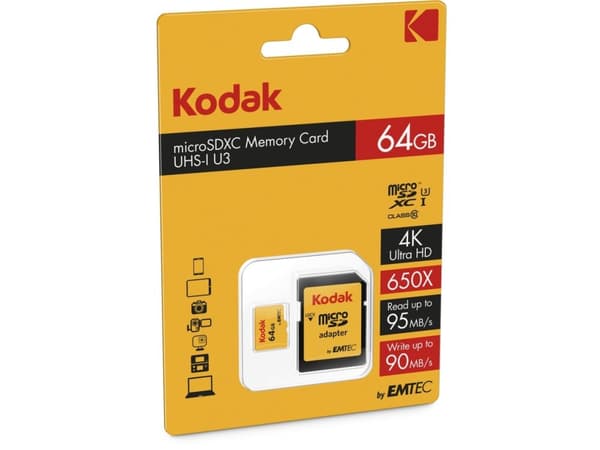 Emtec microSDXC 64GB, 64 GB, MicroSDXC, Klasse 10, 95 MB/s, 90 MB/s, Sort, Rød, Gult