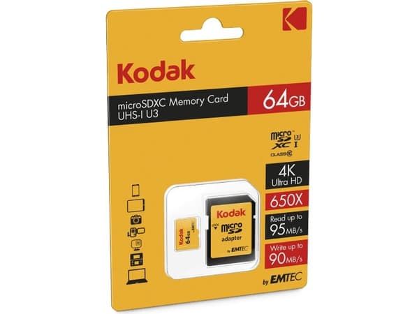 Emtec microSDXC 64GB, 64 GB, MicroSDXC, Klasse 10, 95 MB/s, 90 MB/s, Sort, Rød, Gult