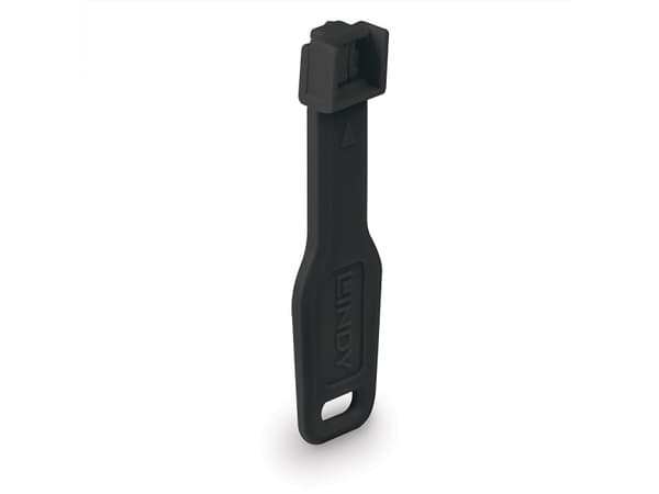 Lindy 47891, Portblockerare + nyckel, RJ-45, Svart, Akrylnitrilbutadienstyren (ABS), 10 styck, Polypåse