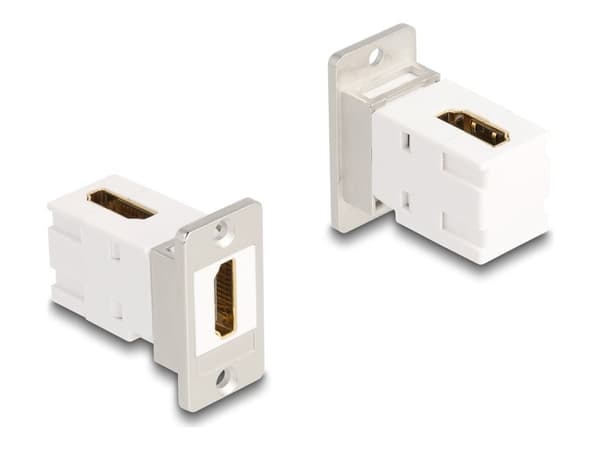 Delock - HDMI-kobler - HDMI hunn panelmonterbar til HDMI hunn vinklet - hvit, sølv - 8 K 60 Hz (7680 x 4320) støtte, Keystone-jakk