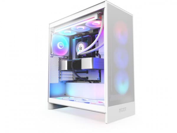 NZXT H7 Flow RGB, Midi Tower, PC, Vit, ATX, EATX, micro ATX, Mini-ITX, SGCC, Härdat glas, 18,5 cm
