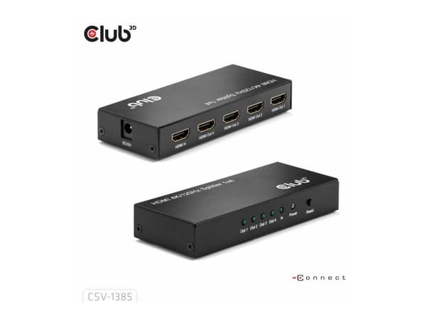Club 3D CSV-1385 - Video/lyd-splitter - 1-to-4, 4K120Hz - 4 x HDMI - stasjonær