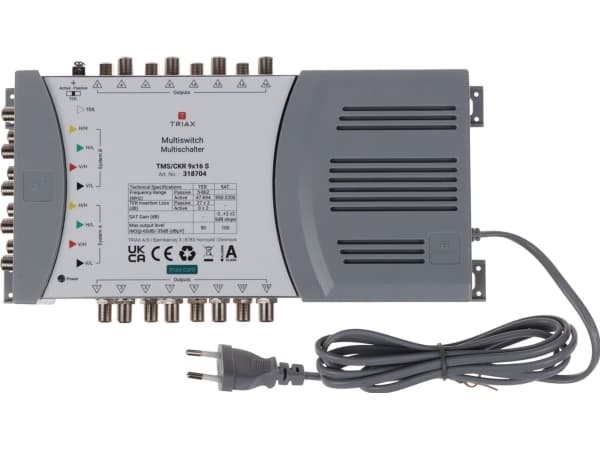 Triax TMS/CKR 9x16 S, 5 ingångar, 16 utgångar, 5 - 862 MHz, 950 - 2200 MHz, 10 dB, 10 dB