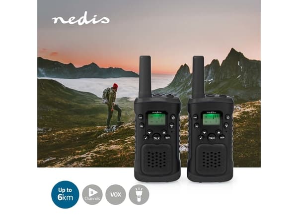 Nedis - Kannettava - kaksisuuntainen radio - PMR - 446 MHz - 8 kanavaa - musta (2 kpl pakkaus)