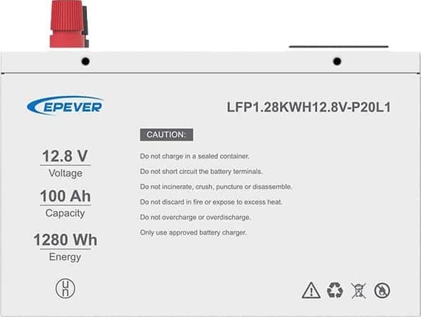 Volt Epever LiFePO4 Batteri 12,8V 100Ah