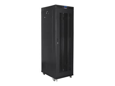Lanberg - Rack skåp - platt paket - med 4 kylfläktar - fristående - RAL 9004, svart - 42U - 19"