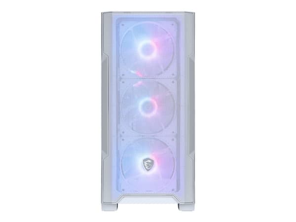 MSI MAG FORGE M100R - microATX-torn spel - genomskinlig sidopanel (härdat glas) - ingen strömförsörjning (ATX) - vit - USB/ljud Transparent, Vit