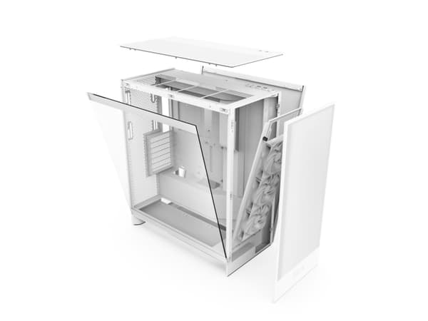 NZXT H7 Flow, Midi Tower, PC, White, ATX, EATX, micro ATX, Mini-ITX, SGCC, Tempered glass, 18.5 cm