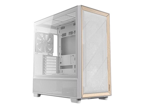 Antec FLUX, Midi Tower, PC, Hvit, ATX, ITX, Micro ATX, Plast, Stål, Herdet glass, Spilling