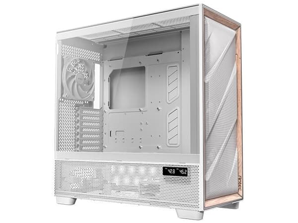 Antec FLUX PRO White EUV, Full Tower, PC, Valkoinen, Puu, ATX, EATX, ITX, micro ATX, Lasi, Muovi, Teräs, Karkaistua lasia, Puu, Pelaaminen