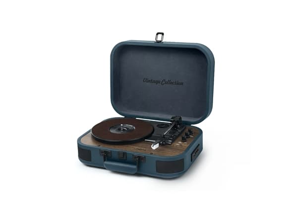 Muse MT-201 OB, suorakäyttöinen levysoitin, automaattinen, sininen, 33,45,75 rpm, pyörivä, 10 W