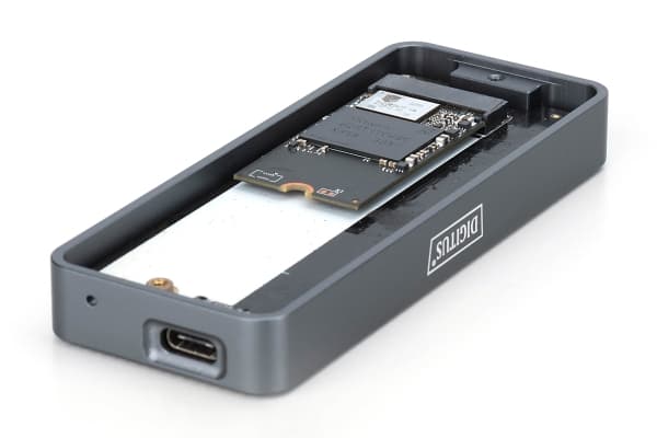 DIGITUS - Förvaringslåda - 20 Gbps, extern, aluminium - M.2 - M.2 NVMe Card - USB-C 3.2 (Gen 2) - pantone 430C