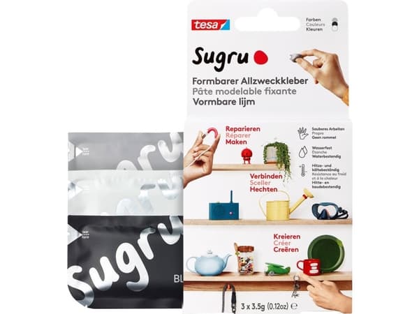 Tesa tesa Sugru formbart universalhäftämne 3 svart/vit/grå