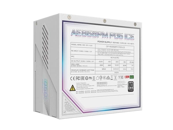 AORUS ELITE AE850PM PG5 ICE - Strømforsyning (intern) - ATX12V 3.0/ EPS12V - 80 PLUS Platinum - AC 100-240 V - 850 watt - aktiv PFC