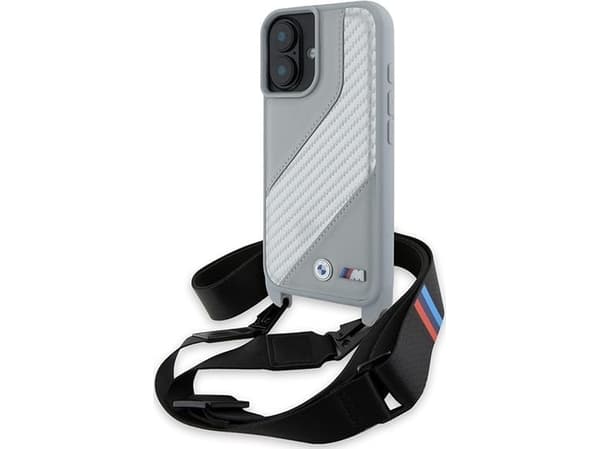 BMW BMHCP16S23PSCCG iPhone 16 6.1" gray hardcase M Edition Carbon Stripe & Strap