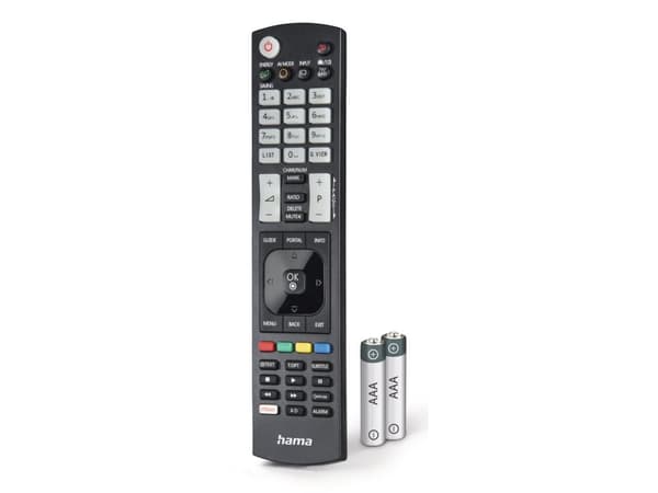 Hama 00221061, TV, IR trådlös, Tryckknappar, Svart