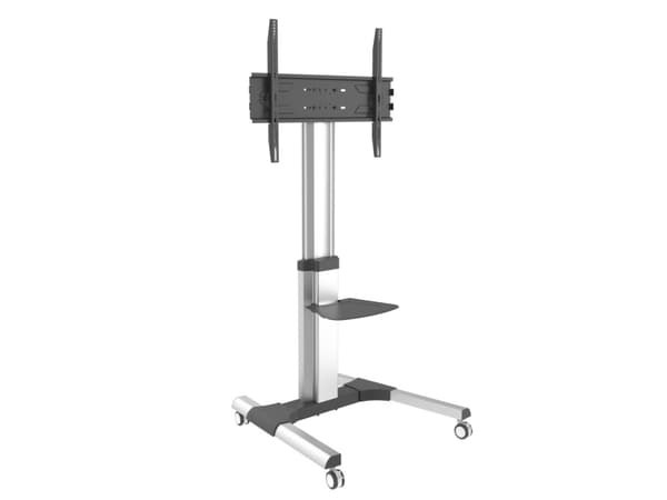 Techly Floor Stand with Shelf Trolley TV LCD/LED/Plasma 50-92", 2.34 m (92"), 600 x 400 mm, 800 x 600 mm, -8 - 8°, Metal, Silver
