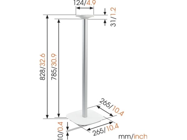 Vogels Vogel's 8153021, Gulv, Hvid, Sonos PLAY:1, Sonos One, TÜV, 828 mm, 265 mm
