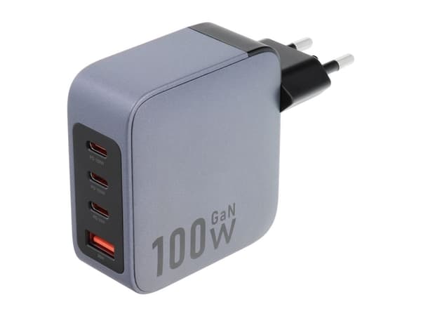 ForCell FORCELL F-ENERGY GaN VT-46 lader vegglader 3 x Type C + USB A PD QC4.0 5A 100W grå