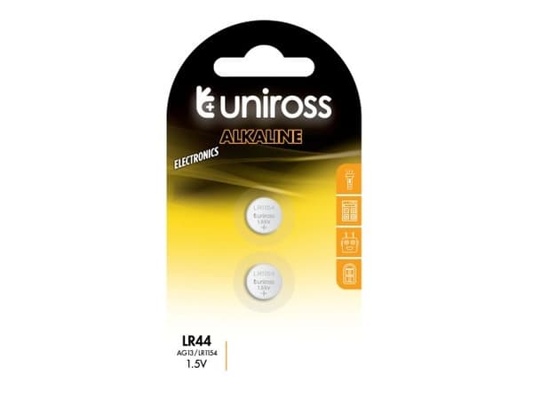 Uniross Alkaline AG13 LR44 Knapcellebatterier 160mAh, 2 stk.