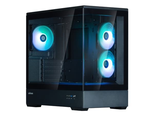 Zalman P30 - MT - micro ATX - sidepanel med vindu (herdet glass) - ingen strømforsyning (ATX12V) - svart - USB/lyd