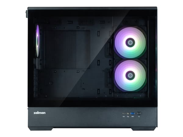 Zalman P30 - MT - micro ATX - sidepanel med vindu (herdet glass) - ingen strømforsyning (ATX12V) - svart - USB/lyd