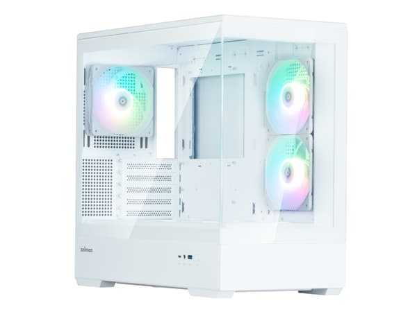 Zalman P30 V2 - MT - micro ATX - sidepanel med vindu (herdet glass) - ingen strømforsyning (ATX) - hvit - USB/lyd