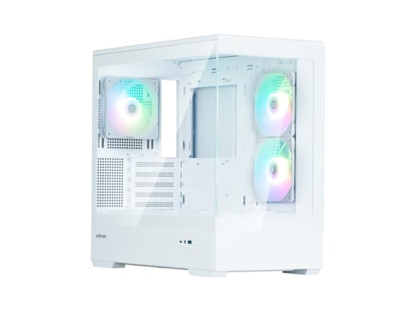 Zalman P30 V2 - MT - micro ATX - sidepanel med vindu (herdet glass) - ingen strømforsyning (ATX) - hvit - USB/lyd