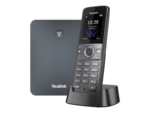 Yealink W71P - Trådløs VoIP-telefon med anrops-ID - IP-DECT - treveis anropskapasitet - SIP, VQ-RTCPXR, RTCP-XR, SIP v2 - romgrå, klassisk grå