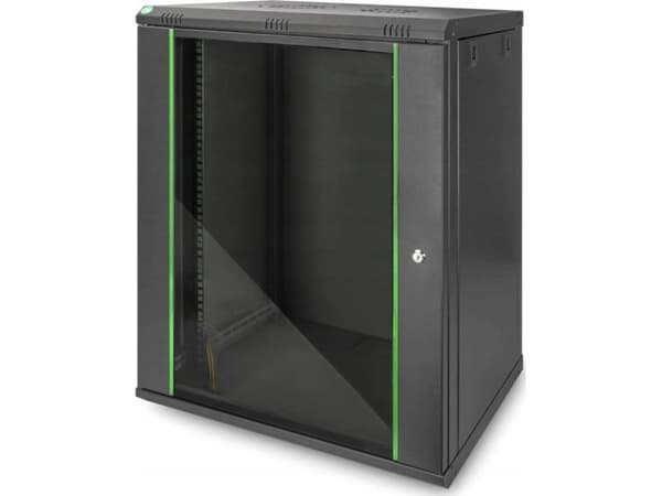 Digitus DN1916UECN, Väggmonterad rack, 16U, 60 kg, Knapplås, Kuggskenor, Förbättrad kabelhantering