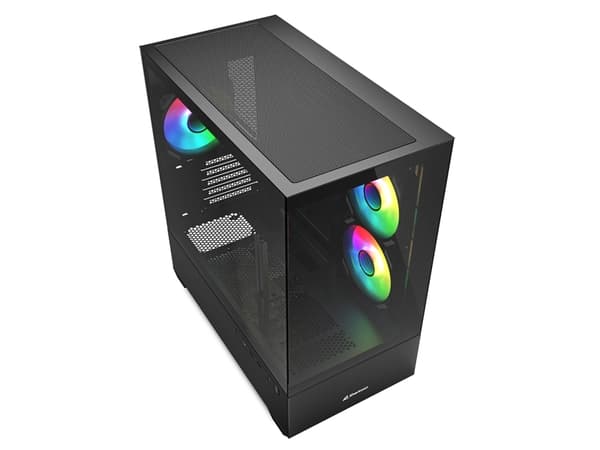 Sharkoon MK6 RGB, Midi Tower, PC, Hvit, Micro ATX, Mini-ITX, Spilling, Multi