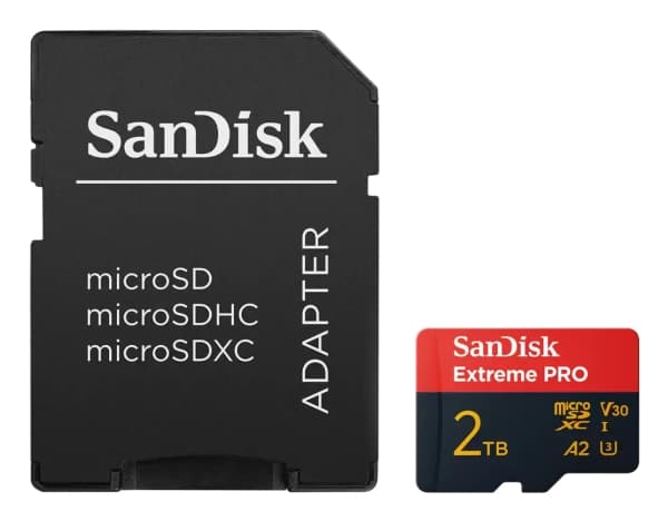 SanDisk Extreme Pro - Flash-minneskort (SD-adapter inkluderad) - 2 TB - A2 / Video Class V30 / UHS-I U3 - mikroSDXC UHS-I