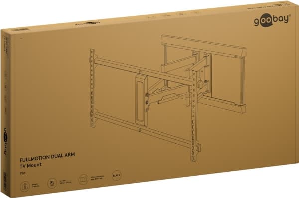 Goobay Fullmotion, 200 x 100 mm, 800 x 405 mm, -10 - 5°, -60 - 60°, 3°, Sort