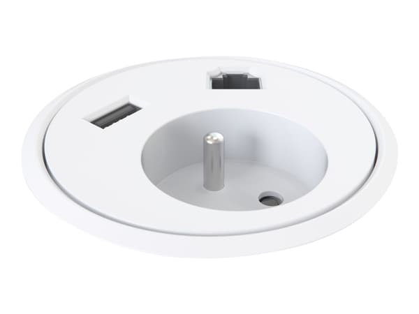 Kondator Three level unit - Powerdot - strømsokkelutgang - 2P+E - USB, Type E, RJ 45 - 1 nettverkssokkel, 1 strømsokkel, 1 USB-sokkel - 2100 mA - hvi Hvit